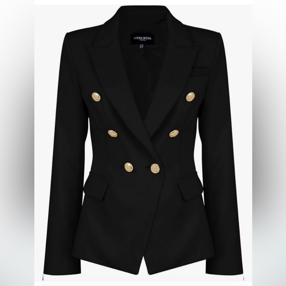 Viema Moda Paris Black Military blazer with gold buttons